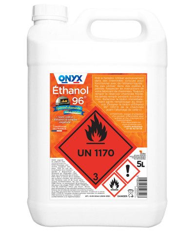 Éthanol 96% Combustible Cheminée sans conduit - 5L Onyx recommandations d'utilisation